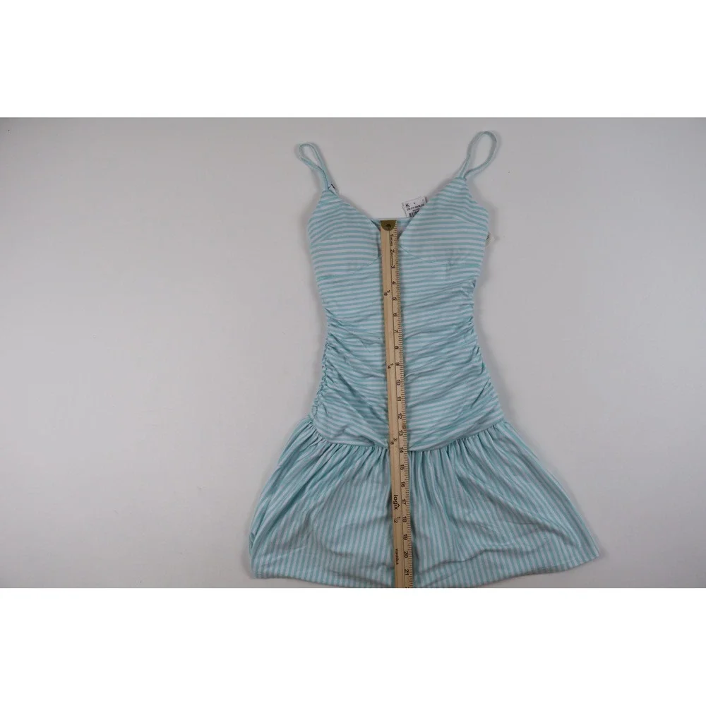 Hollister Mini Dress Ruched Bodycon Blue White Striped XS NWT
